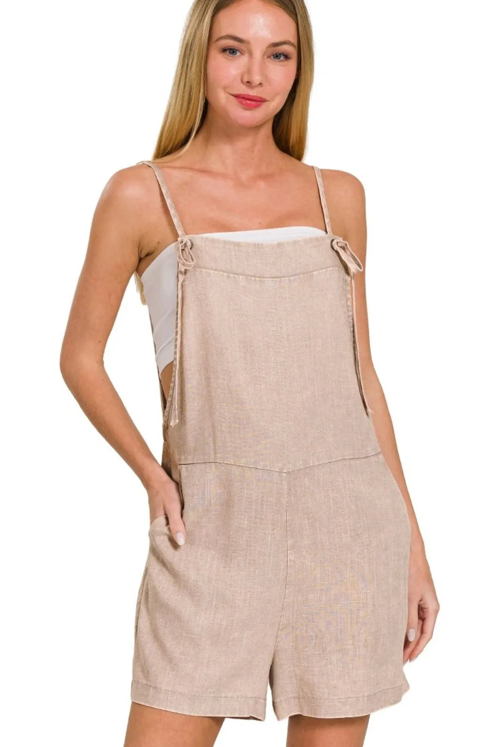 Zenana Washed Linen Knot Strap Rompers a5b456da-2485-4646-a207-f031a1cf22fc-Max-Origin