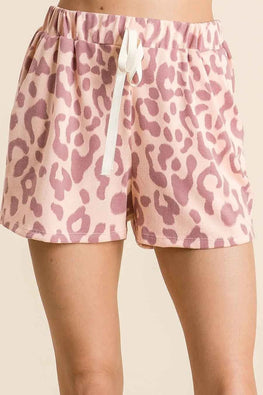 BiBi Leopard Shorts with Twill Tape Drawstring