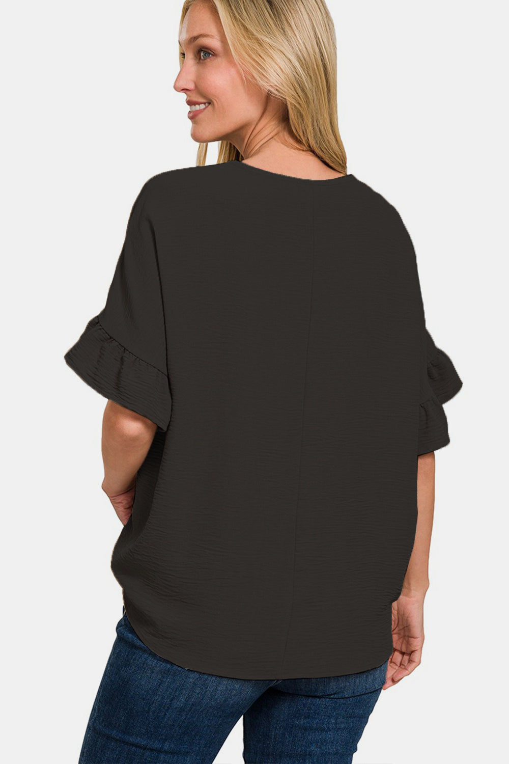 Zenana V-Neck Flutter Sleeve Top Zenana V-Neck Flutter Sleeve Top - TopFashionHQ