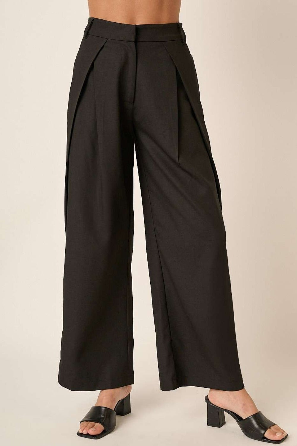 Mittoshop Deep Pleated High Waisted Wide Leg Pants Mittoshop Deep Pleated High Waisted Wide Leg Pants