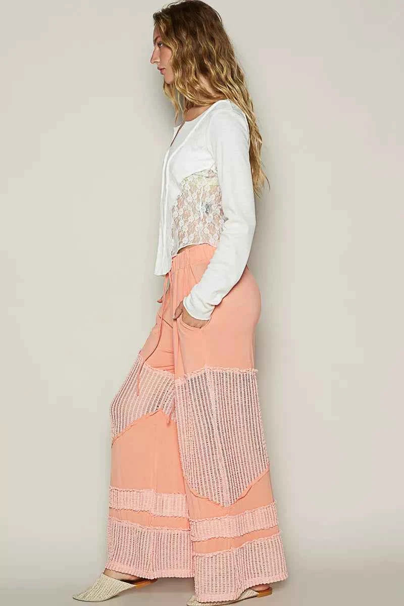 POL Drawstring Elastic Waistband Wide-Leg Pants POL Drawstring Elastic Waistband Wide-Leg Pants