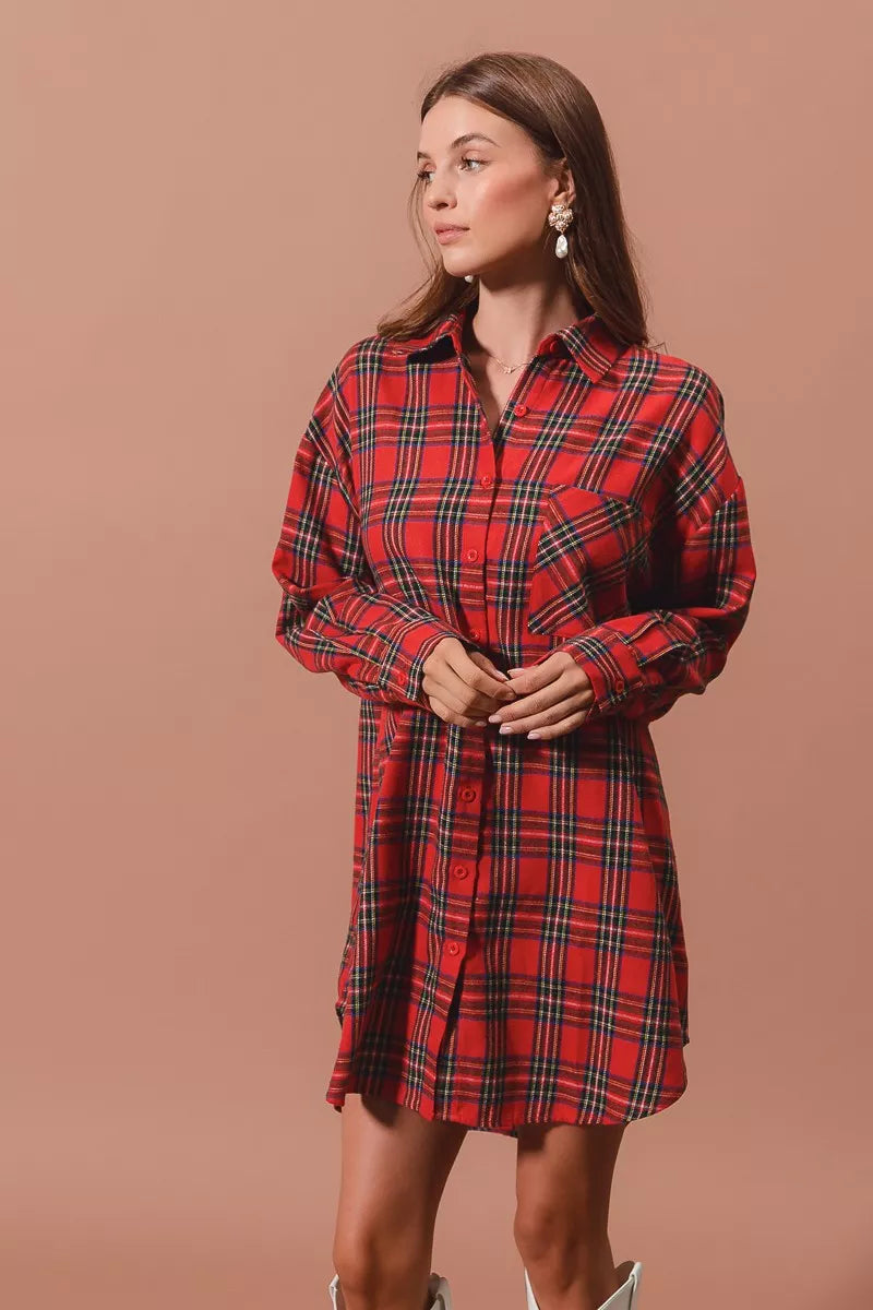 SO ME Christmas Checker Plaid Button Up Shirt Dress a7572ebe369d4c268363fec412977d53-Max-Origin
