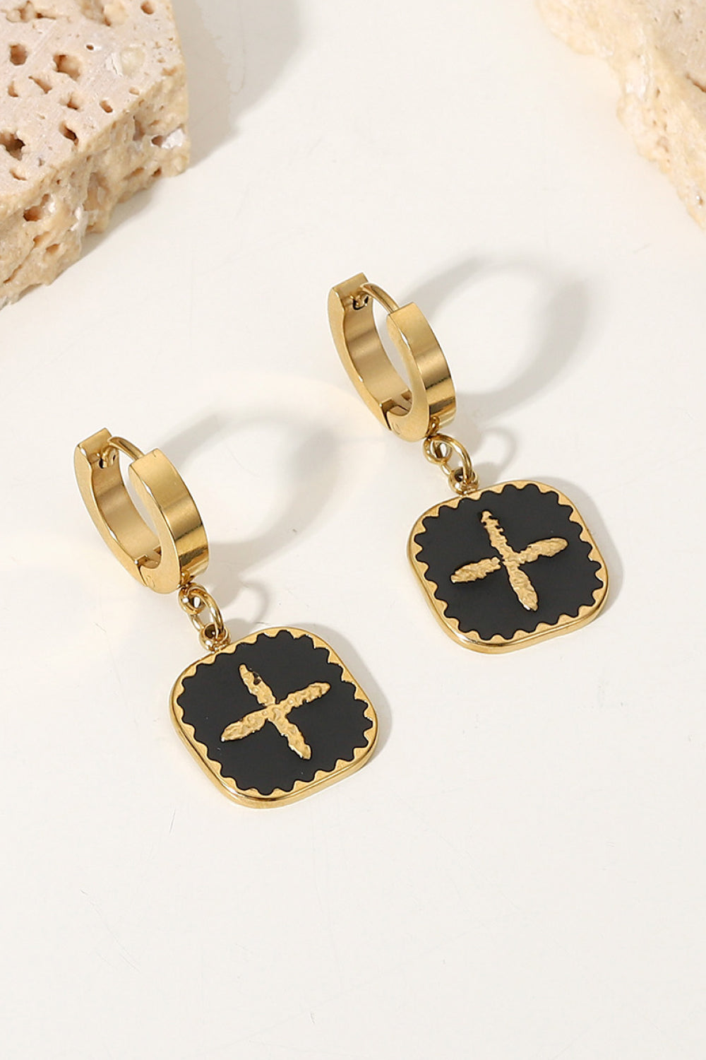 Plus Sign Square Shape Drop Earrings Plus Sign Square Shape Drop Earrings