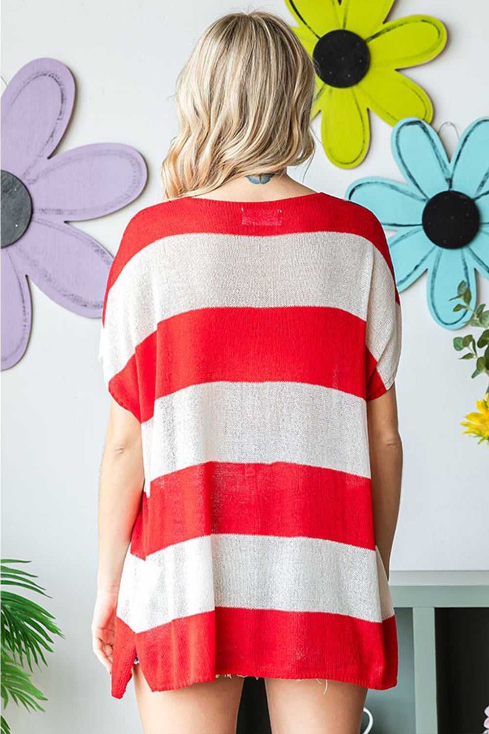 First Love Full Size USA Flag Drop Shoulder Knit Top First Love Full Size USA Flag Drop Shoulder Knit Top - TopFashionHQ