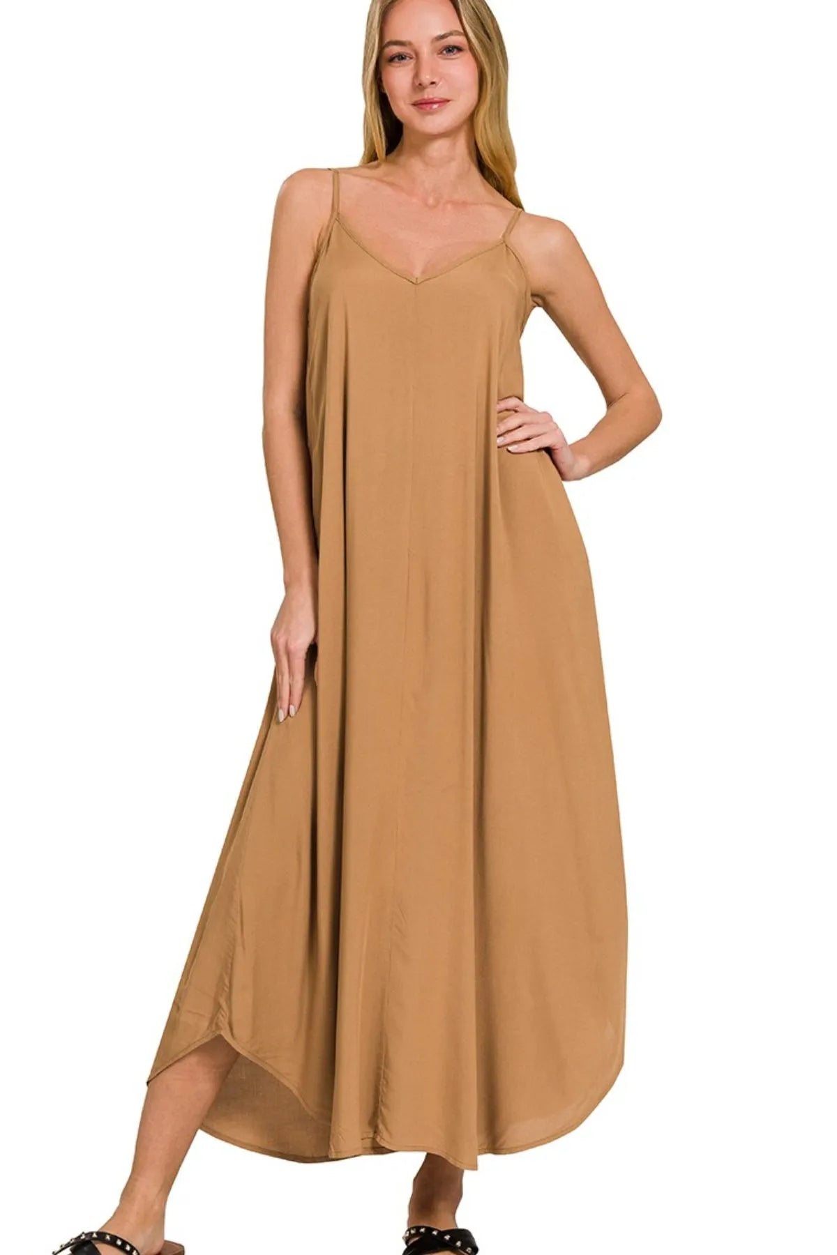 Zenana Woven Arc Hem Cami Dress With Flowy Pockets a7b87182-1b48-4481-8ac5-bc6a4bddad2a-Max-Origin
