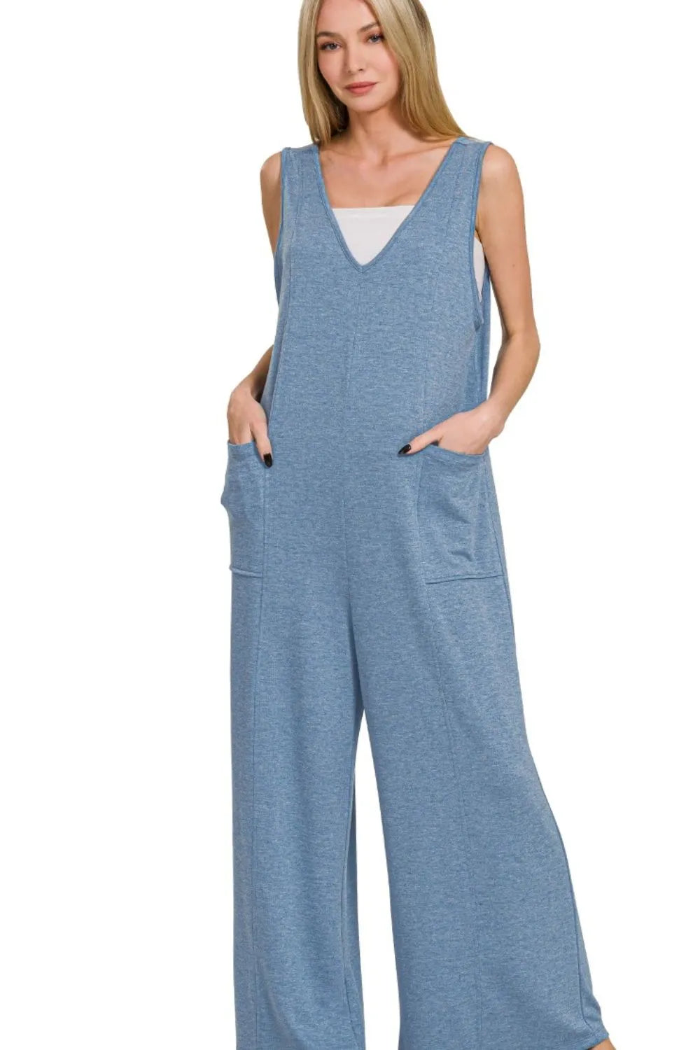 Zenana French Terry Deep V Neck Jumpsuits a871085f-7a83-4d29-9c58-b0f3c1d5e769-Max-Origin