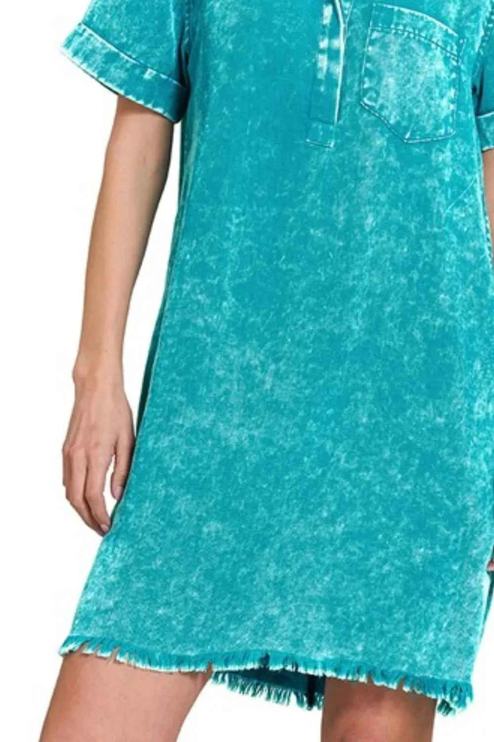 Zenana Tencel Mineral Washed Collared Shirts Dress Zenana Tencel Mineral Washed Collared Shirts Dress