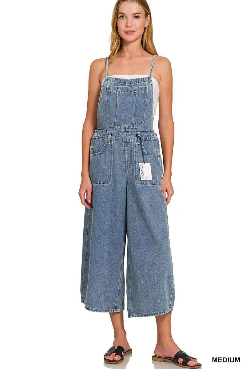Zenana Denim Medium Washed Wide Leg Overalls Zenana Denim Medium Washed Wide Leg Overalls