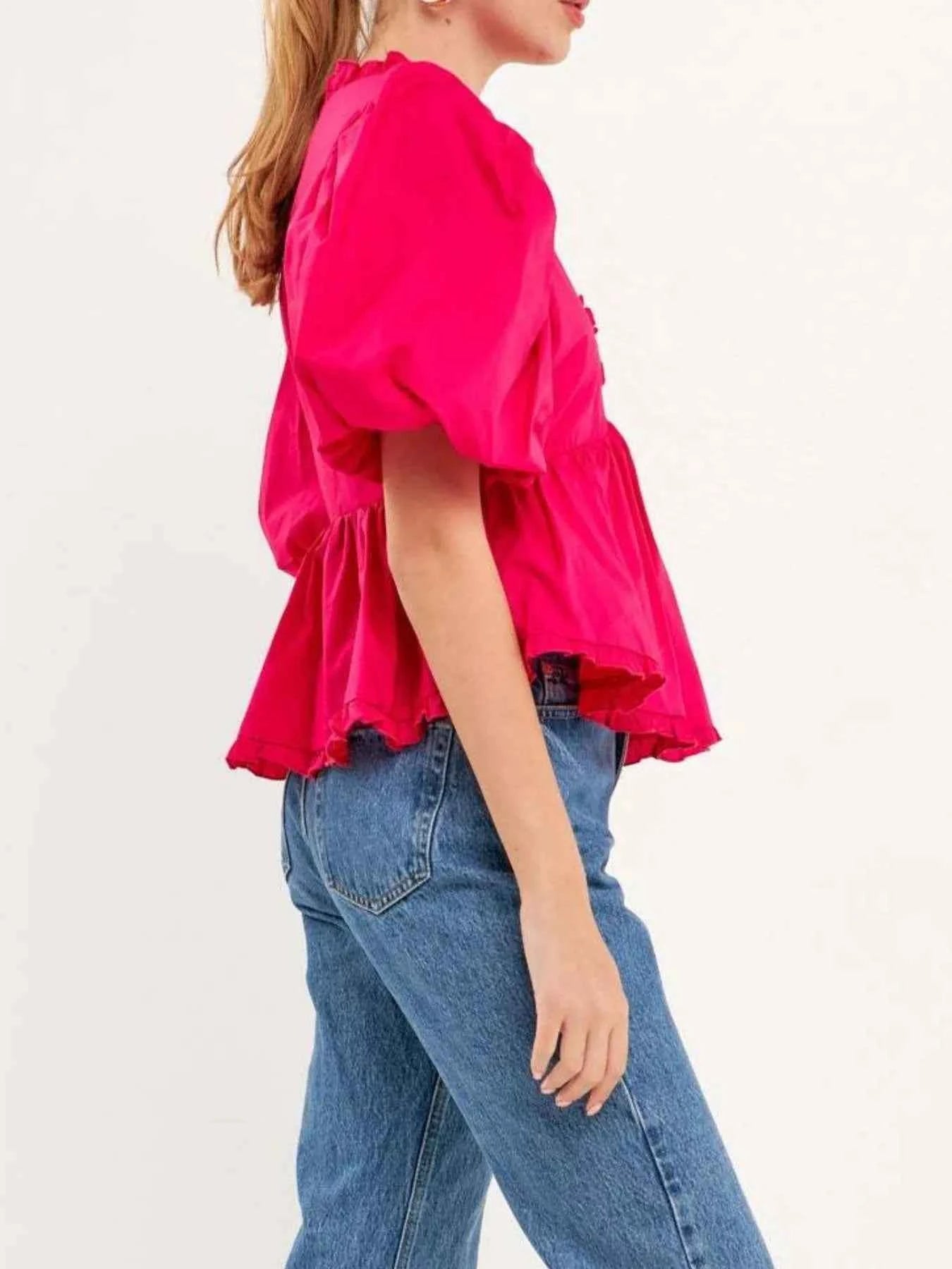 Puff Sleeve Peplum Blouse Puff Sleeve Peplum Blouse
