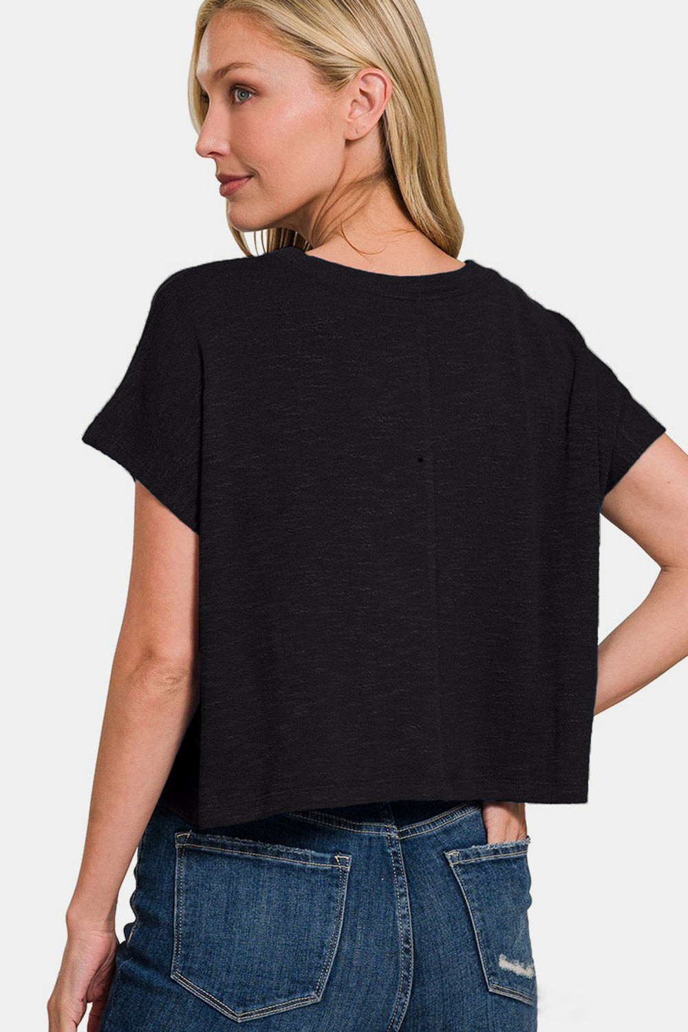 Zenana Round Neck Short Sleeve Crop T-Shirt Zenana Round Neck Short Sleeve Crop T-Shirt - TopFashionHQ
