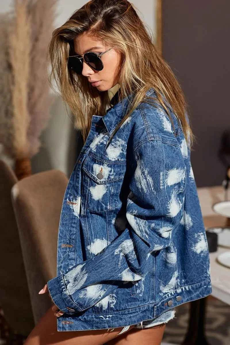 BiBi Washed Tie Dye Denim Jacket BiBi Washed Tie Dye Denim Jacket