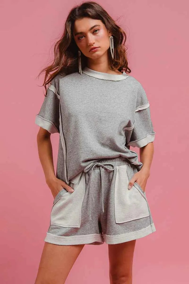 BiBi French Terry Knit Shorts with Side Pocket BiBi French Terry Knit Shorts with Side Pocket