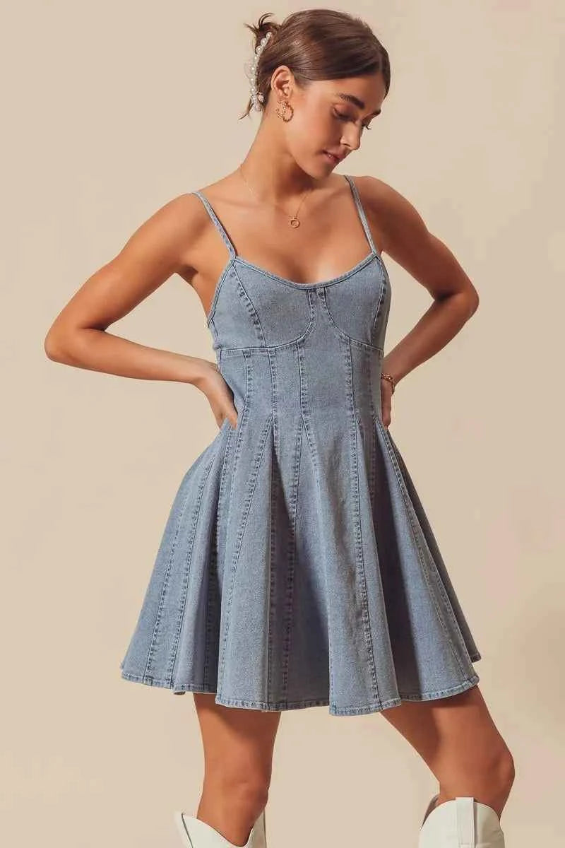 SO ME A Line Fit and Flare Denim Mini Dress SO ME A Line Fit and Flare Denim Mini Dress