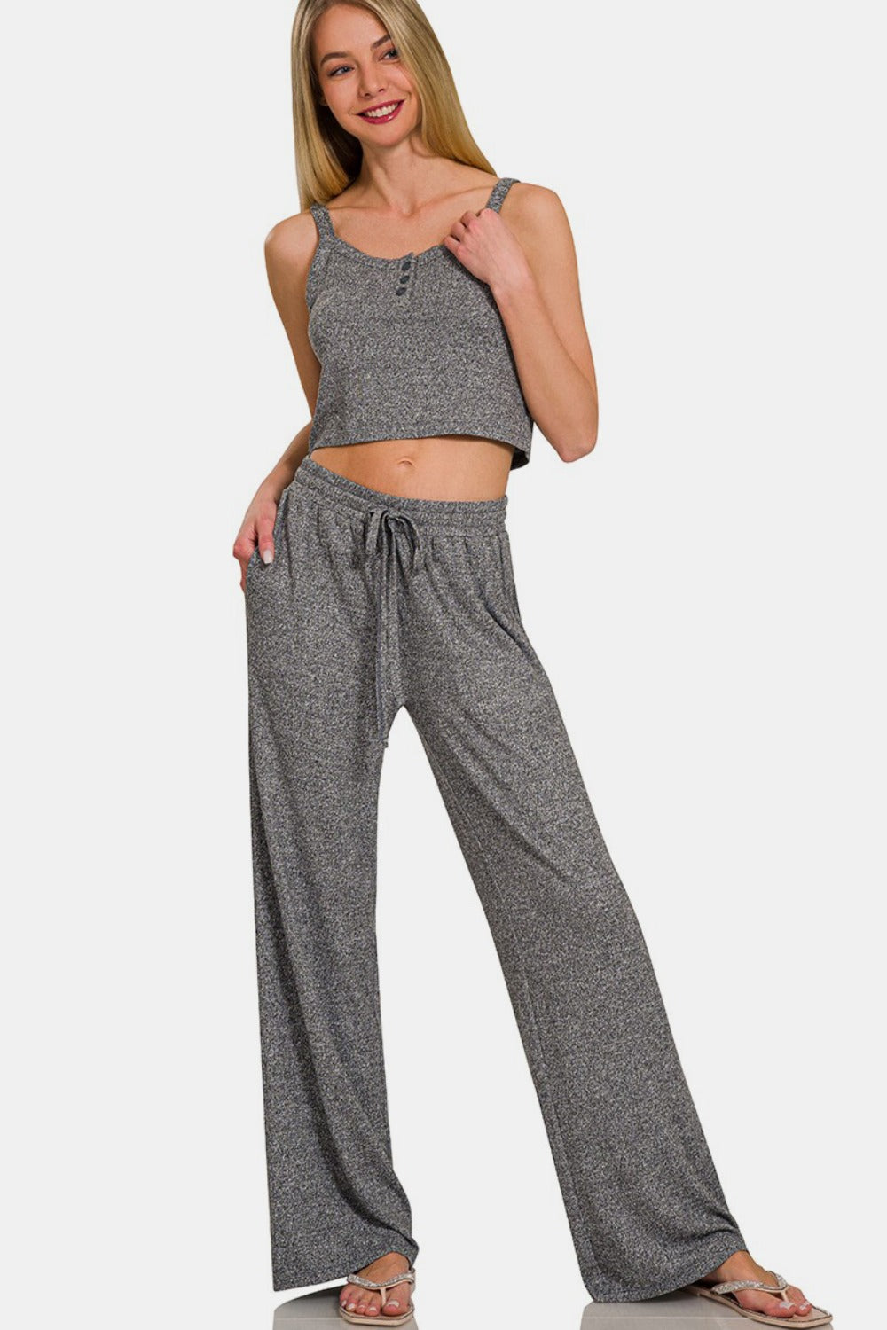 Zenana Drawstring Wide Leg Pants with Side Pockets Zenana Drawstring Wide Leg Pants with Side Pockets
