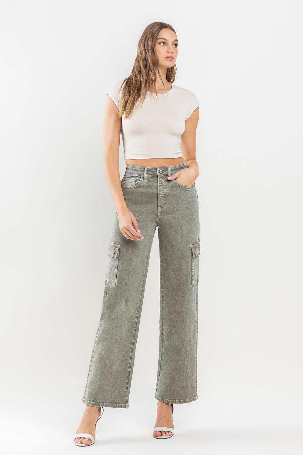 Vervet by Flying Monkey 90's Super High Rise Cargo Jeans Vervet by Flying Monkey 90's Super High Rise Cargo Jeans - TopFashionHQ
