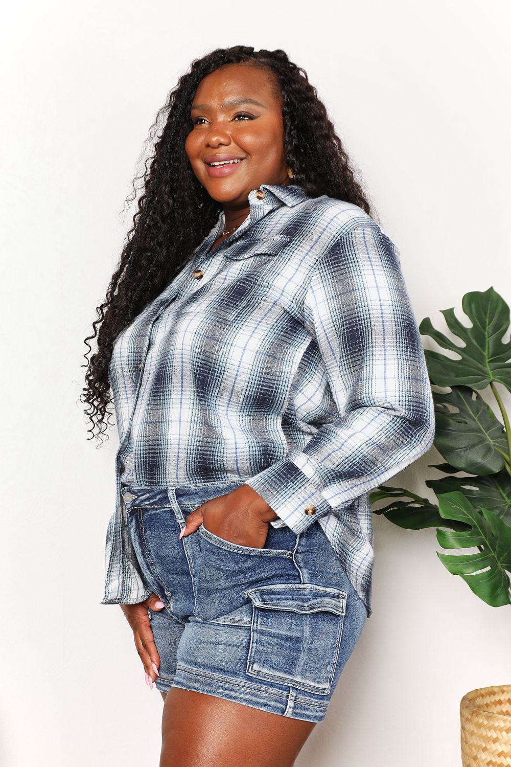 Double Take Plaid Dropped Shoulder Shirt Double Take Plaid Dropped Shoulder Shirt - TopFashionHQ