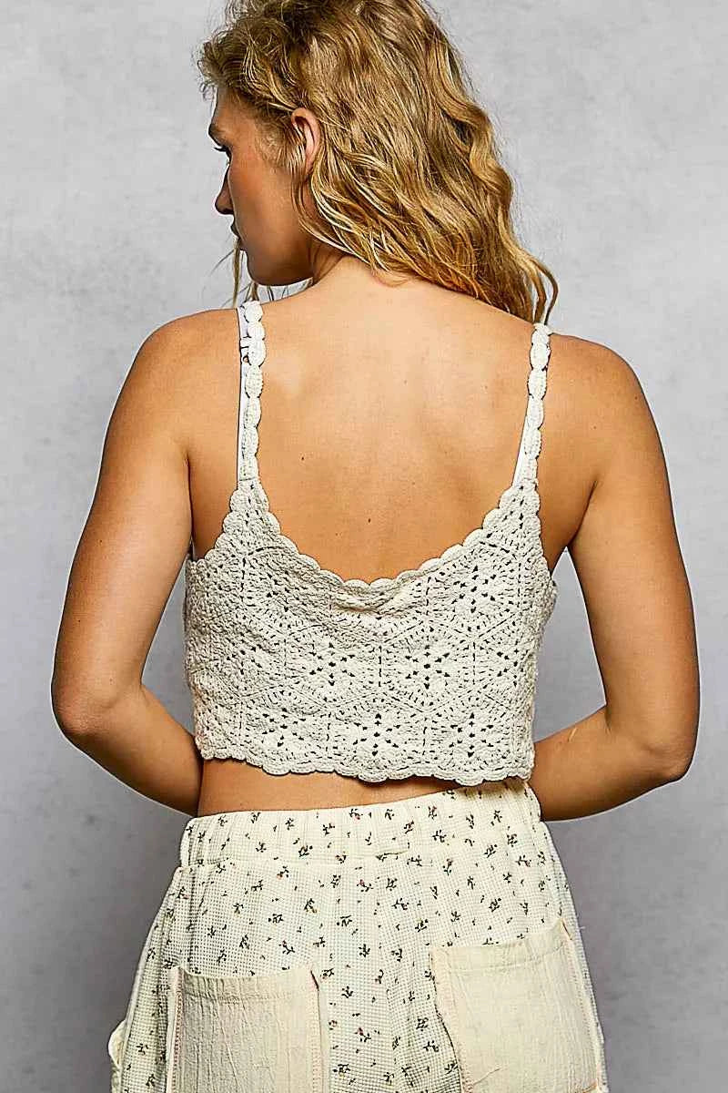 POL Handmade Granny Pattern Crochet Cami with Scalloped Strap POL Handmade Granny Pattern Crochet Cami with Scalloped Strap