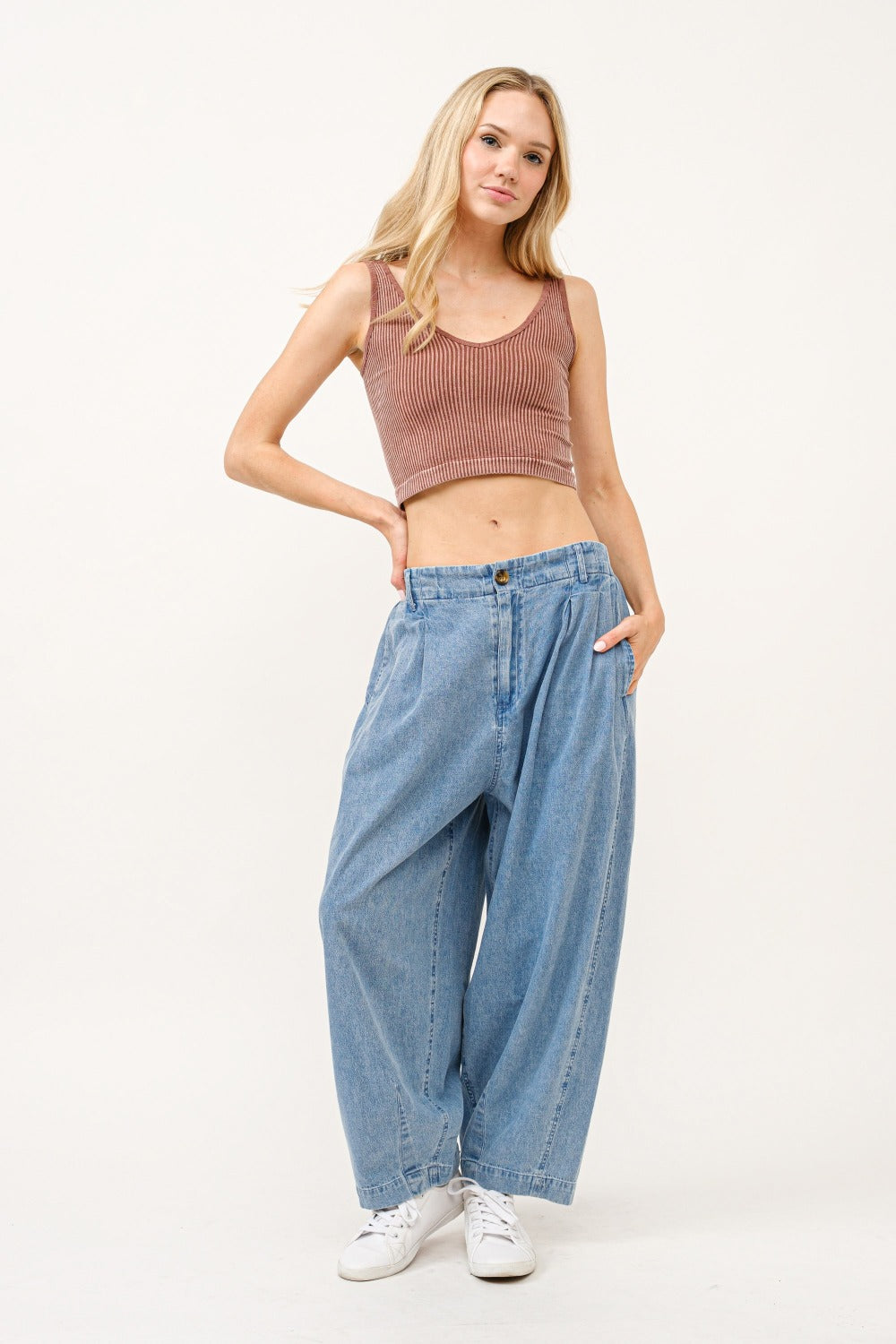 And The Why Elastic Back Pleated Baggy Jeans And The Why Elastic Back Pleated Baggy Jeans