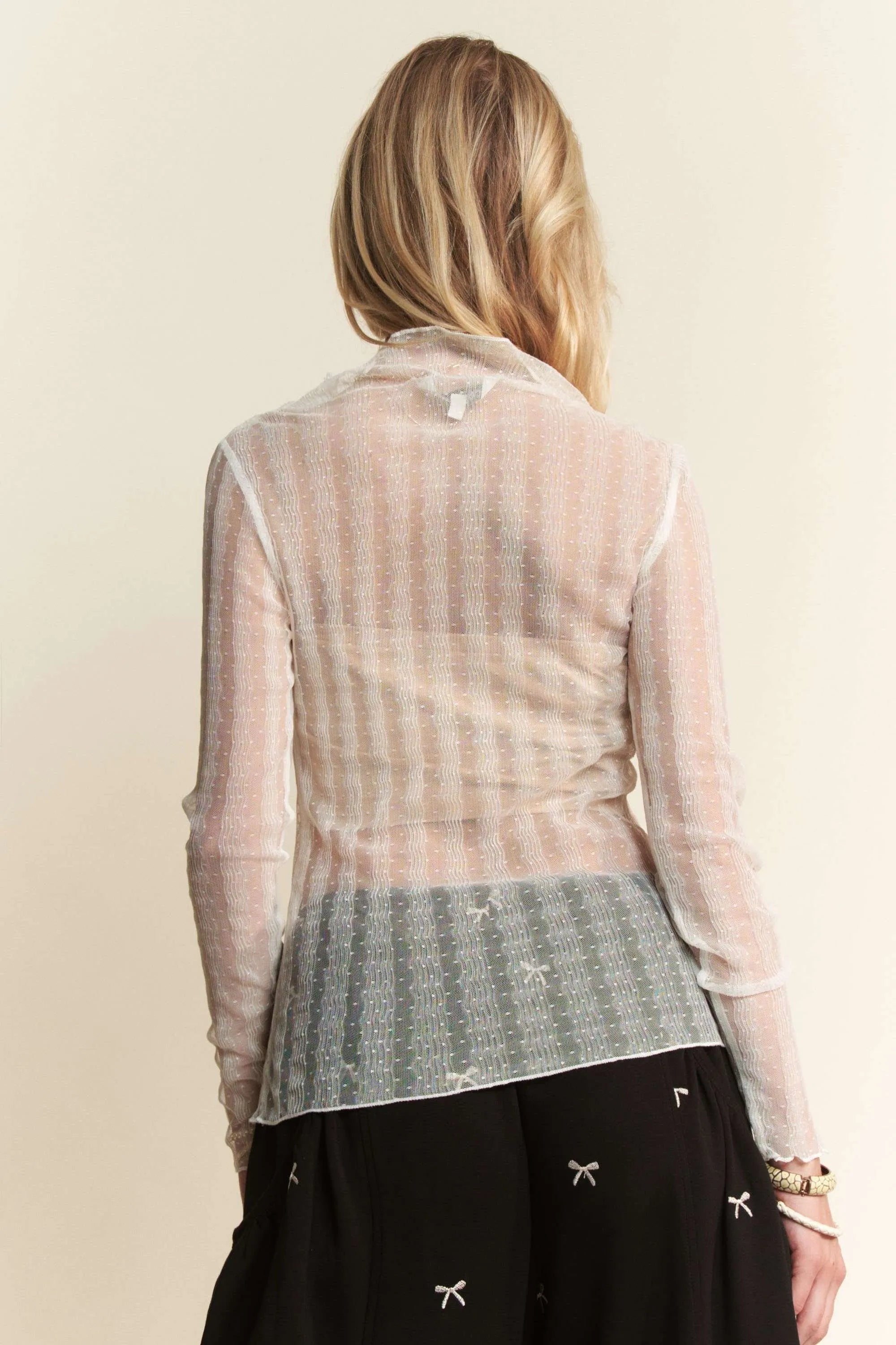 Davi & Dani Turtle Neck Lace Dotted Stretch Mesh Sheer Top ab002131a92745e3bb2d63aa8006d7c3-Max-Origin