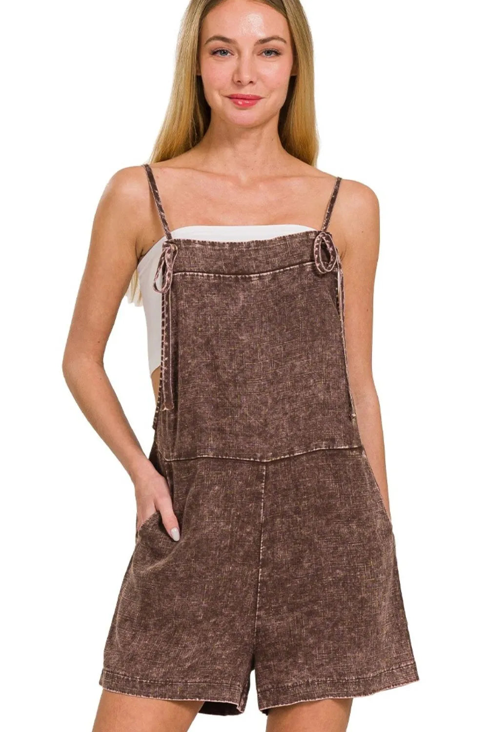 Zenana Washed Linen Knot Strap Rompers ab0f72e9-9192-432f-a6ac-b29633ad119d-Max-Origin