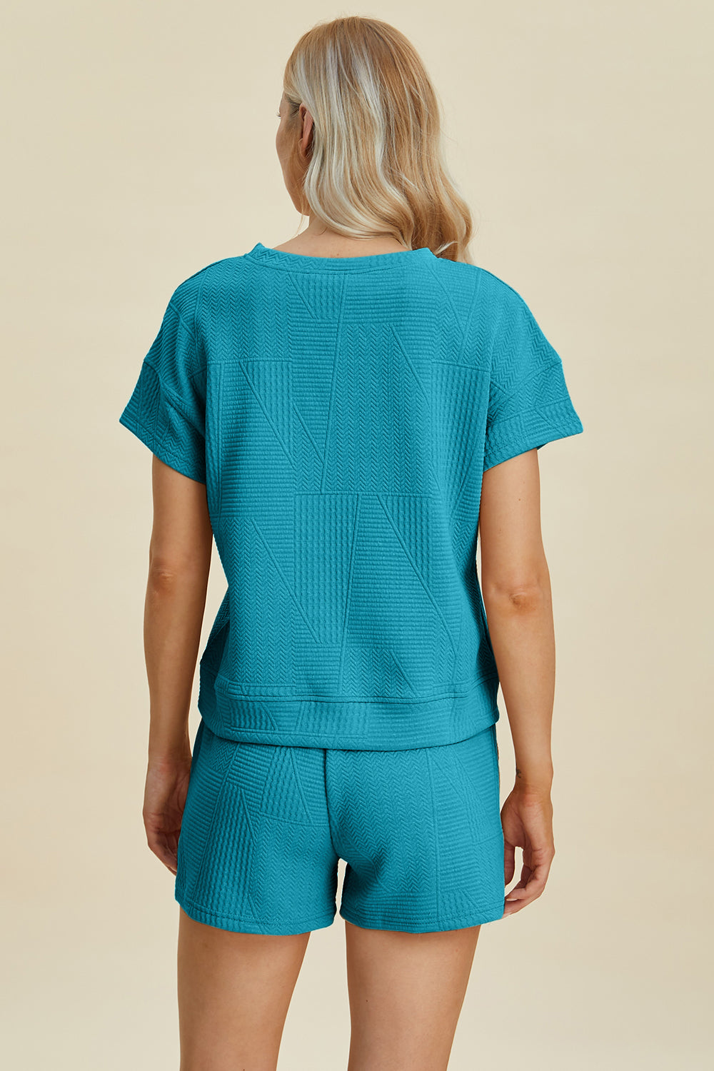Double Take Full Size Texture Short Sleeve Top and Shorts Set Double Take Full Size Texture Short Sleeve Top and Shorts Set