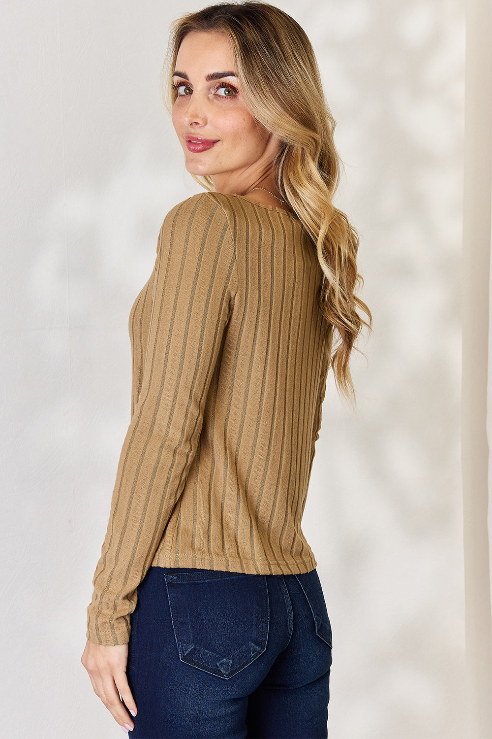 Basic Bae Full Size Ribbed Long Sleeve T-Shirt Basic Bae Full Size Ribbed Long Sleeve T-Shirt - TopFashionHQ