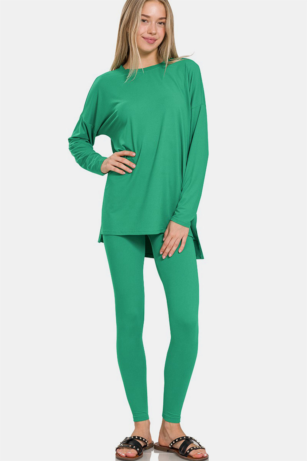 Zenana Full Size Brushed Microfiber Top and Leggings Lounge Set Zenana Full Size Brushed Microfiber Top and Leggings Lounge Set - TopFashionHQ