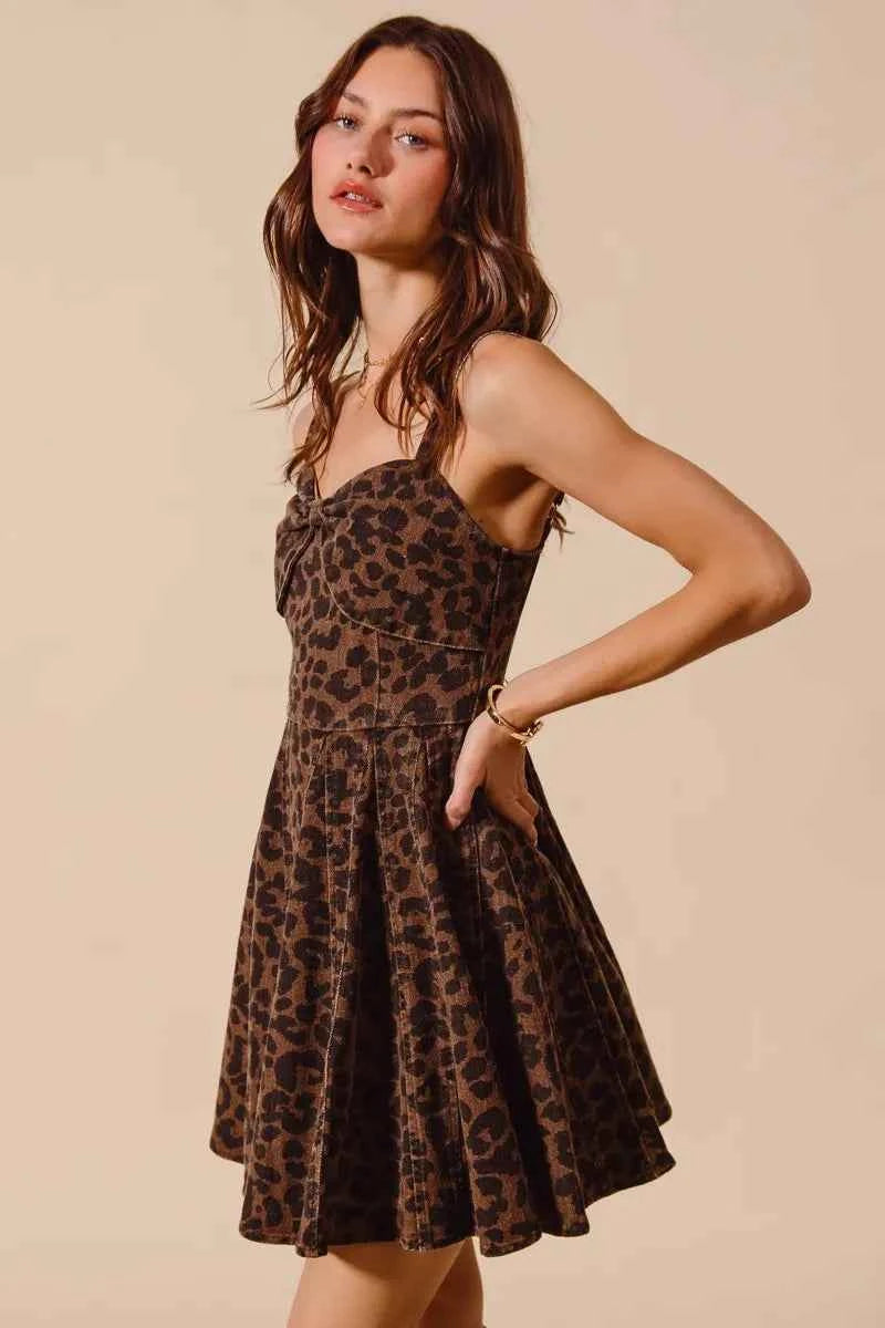 SO ME Mineral Washed Leopard Flare Cami Dress SO ME Mineral Washed Leopard Flare Cami Dress