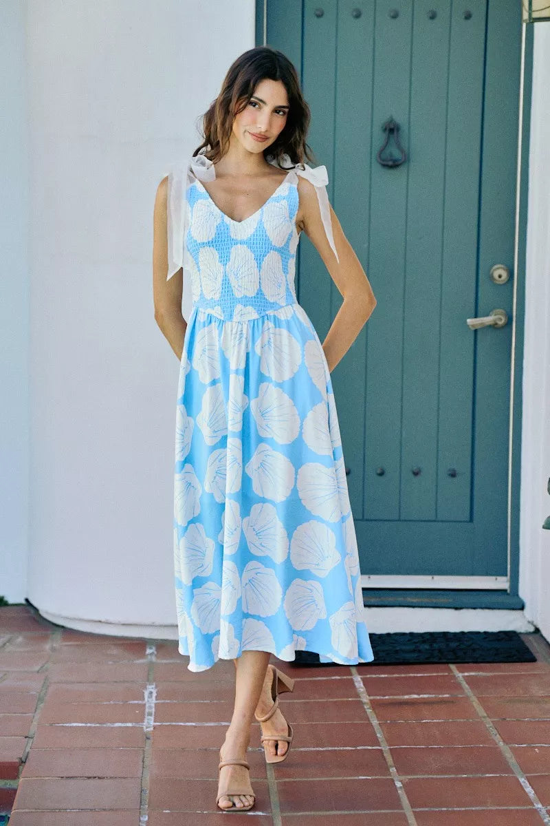 SO ME Shell Smocked Bodice Shoulder Tie Lined Midi Dress acaaa1ef-34af-4c8e-b3ad-5cc4b3eddd47-Max-Origin