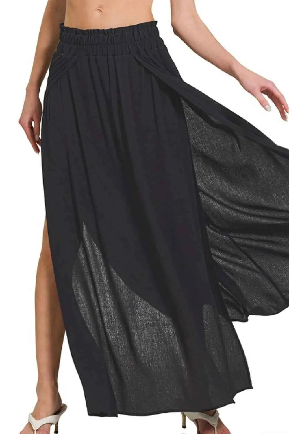 Zenana Woven Crinkle Gauze Long Skirts Zenana Woven Crinkle Gauze Long Skirts