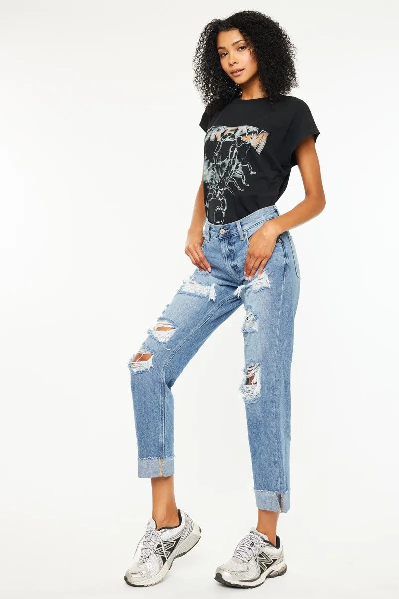 Kancan Mid Rise Distressed Boyfriend Fit Jeans adf43188dde444209936372b7f1514fe-Max-Origin