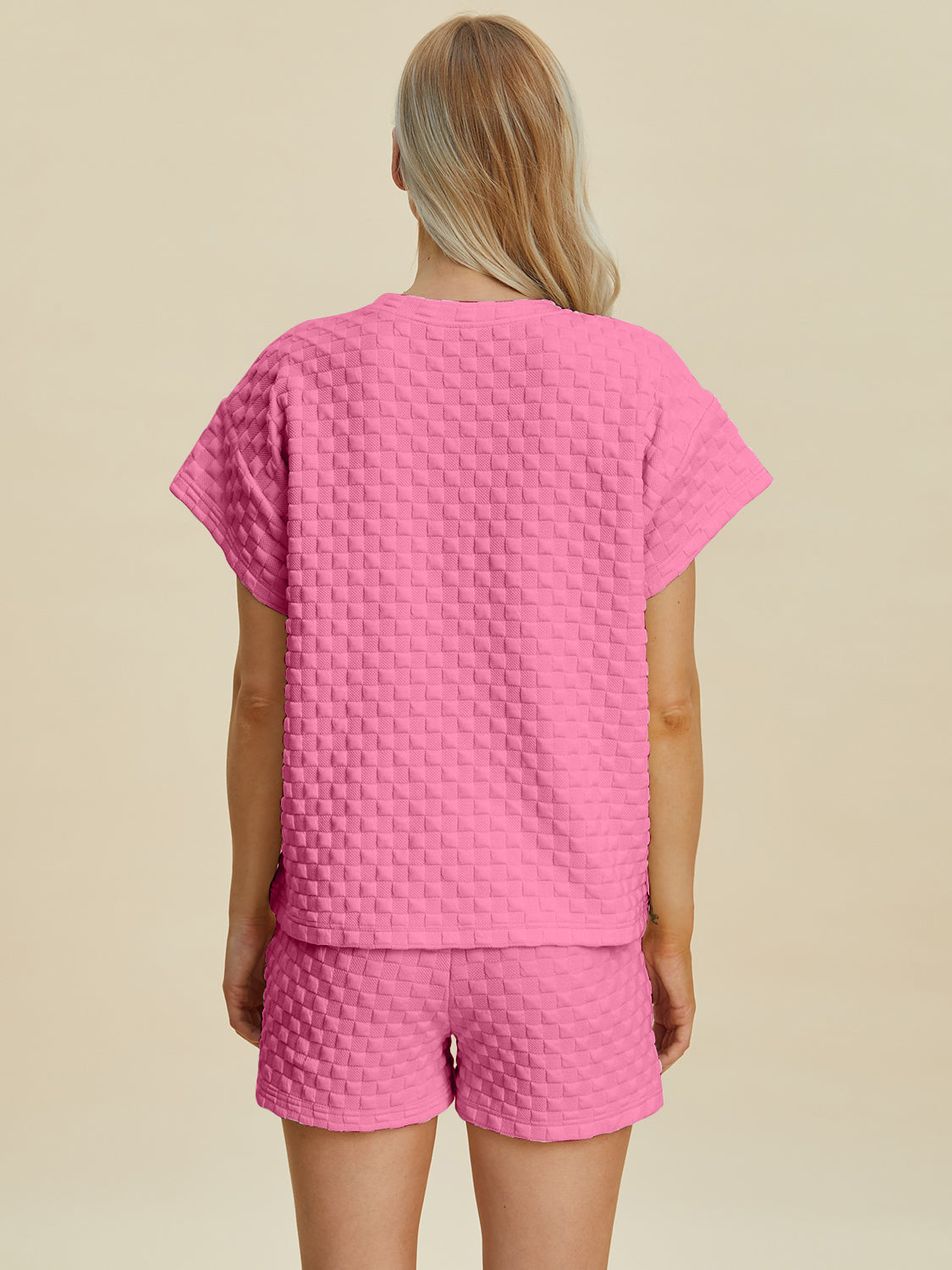 Double Take Full Size Texture T-Shirt and Shorts Set Double Take Full Size Texture T-Shirt and Shorts Set