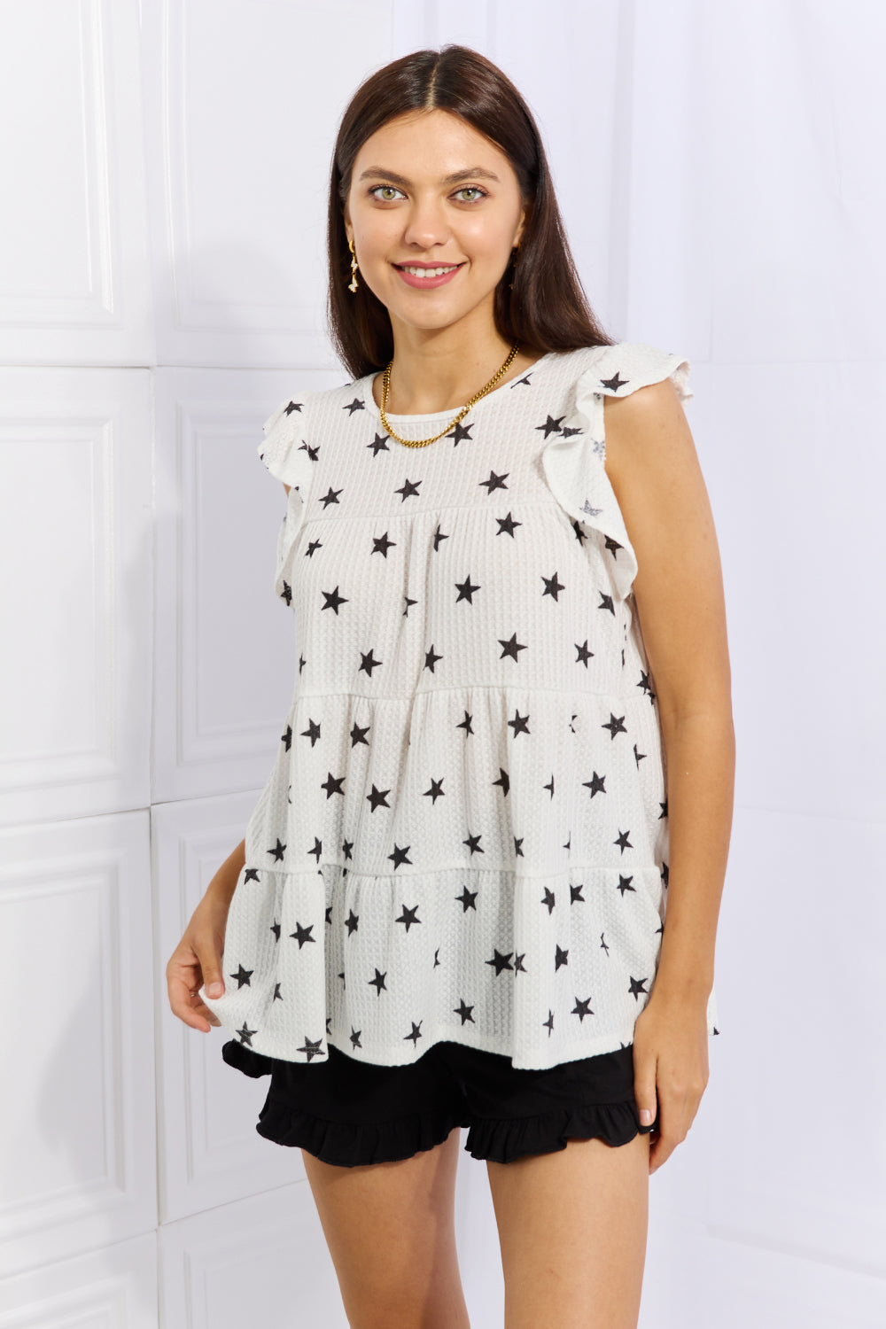 Heimish Shine Bright Full Size Butterfly Sleeve Star Print Top Heimish Shine Bright Full Size Butterfly Sleeve Star Print Top - TopFashionHQ