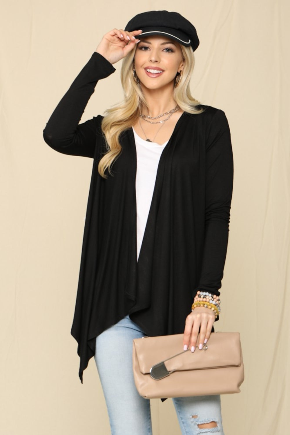 Celeste Full Size Open Front Knit Cardigan Celeste Full Size Open Front Knit Cardigan - TopFashionHQ