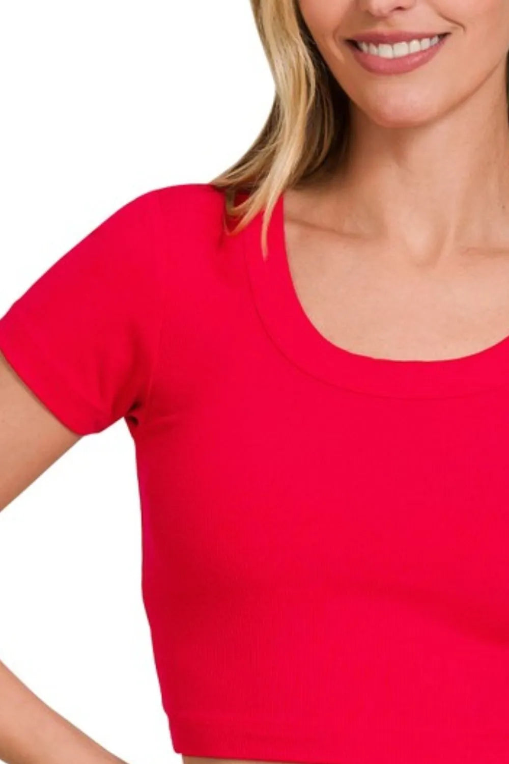 Zenana Ribbed Scoop Neck Crop Short Sleeve Top ae76f424-95c2-4391-bd18-2977189db2a3-Max-Origin