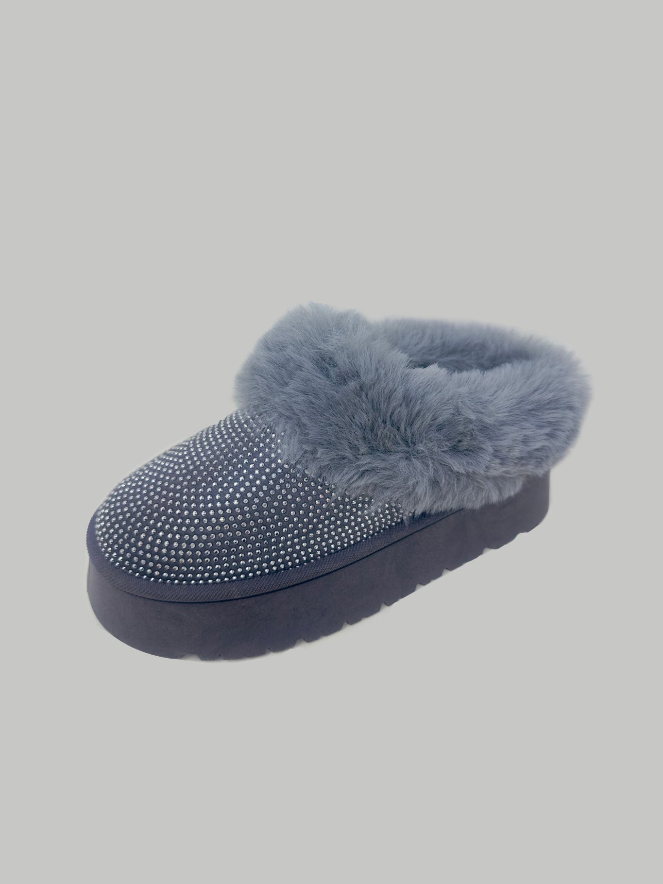 WILD DIVA Embellished Faux Fur Platform Booties WILD DIVA Embellished Faux Fur Platform Booties - TopFashionHQ