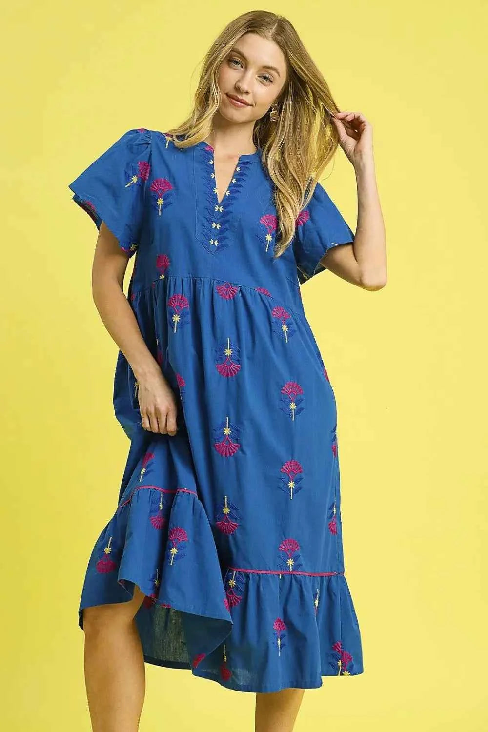 Umgee Embroidered Tiered Midi Dress Umgee Embroidered Tiered Midi Dress