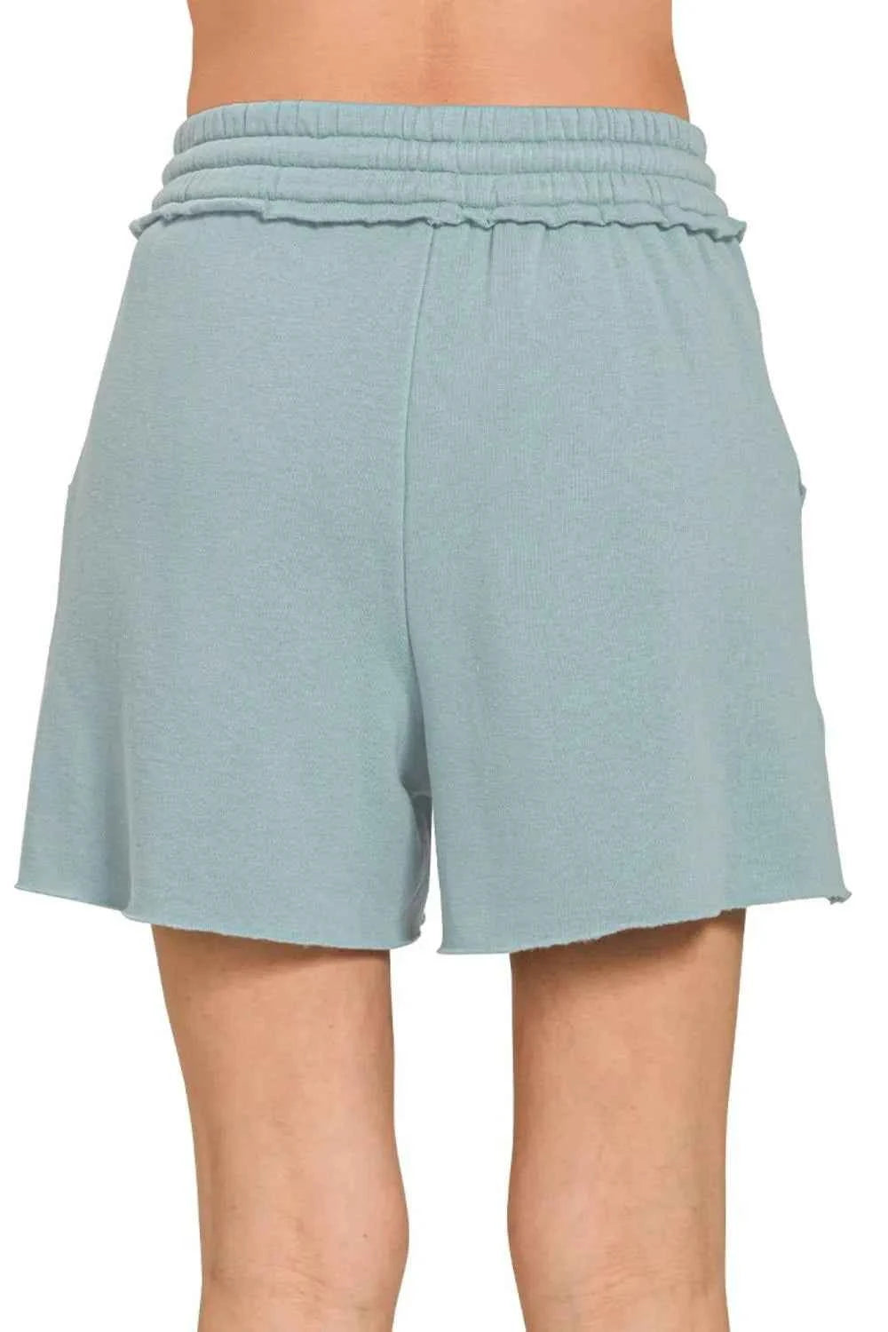 Zenana Fleece Raw Hem Shorts With Draw String Zenana Fleece Raw Hem Shorts With Draw String
