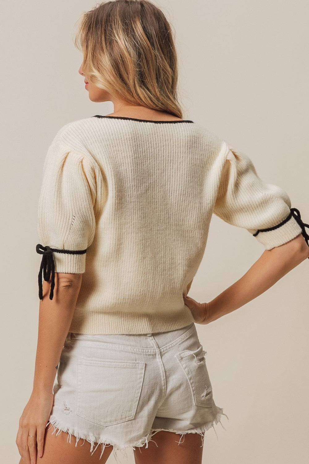 BiBi Contrast Binding Buttoned Cardigan BiBi Contrast Binding Buttoned Cardigan - TopFashionHQ