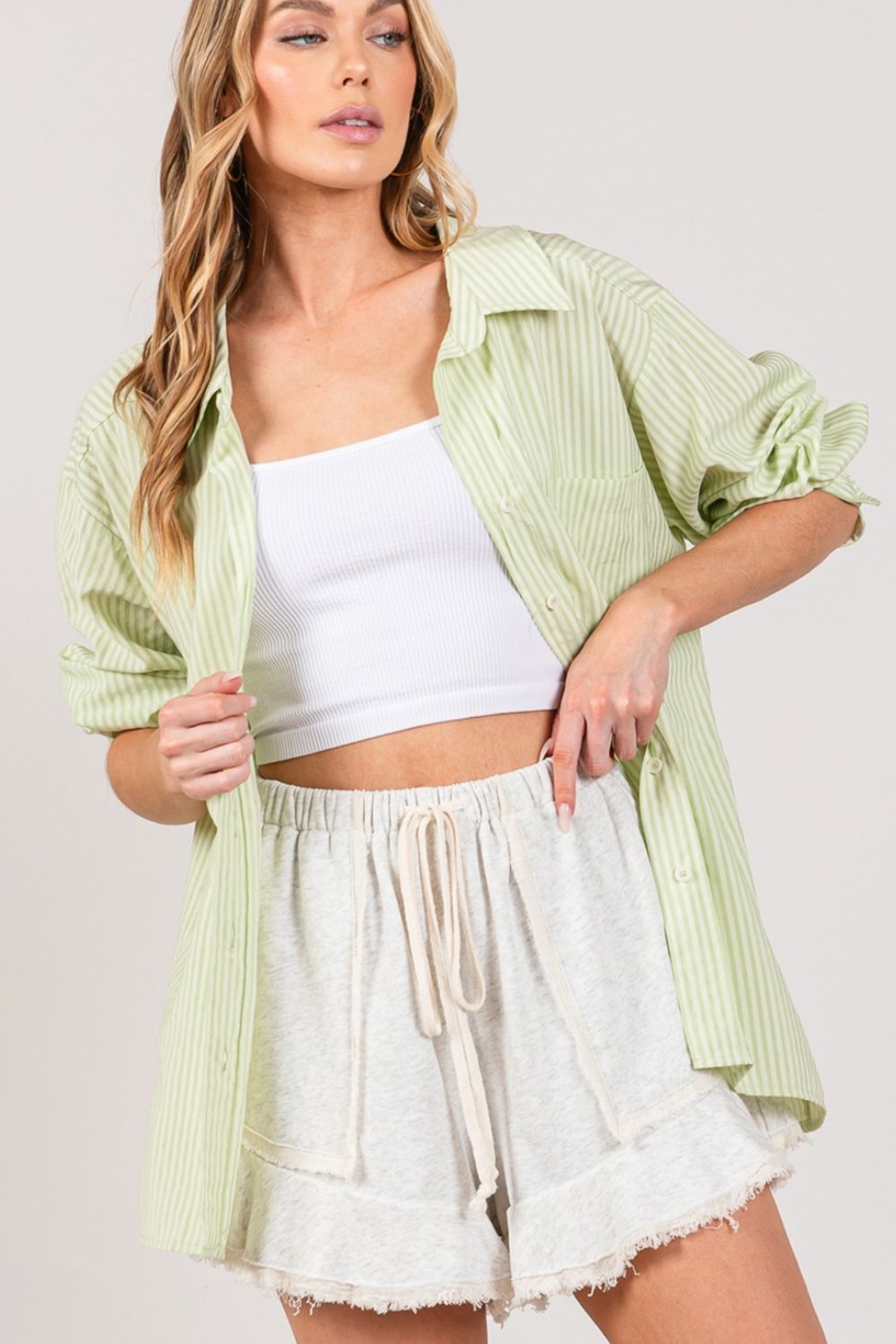 SAGE + FIG Striped Button Up Long Sleeve Shirt SAGE + FIG Striped Button Up Long Sleeve Shirt - TopFashionHQ