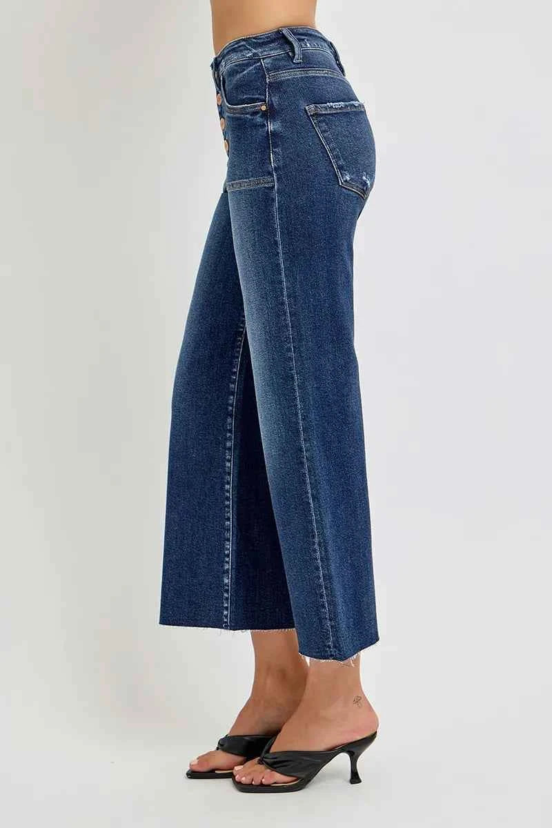 RISEN Full Size High Rise Crop Wide Button Up Jeans Plus Size RISEN Full Size High Rise Crop Wide Button Up Jeans Plus Size