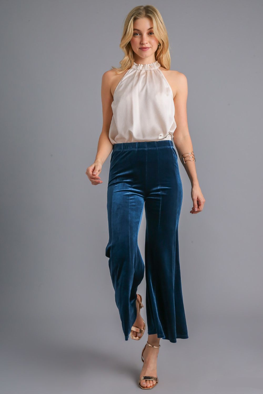Umgee High Rise Elastic Waist Flare Pants Umgee High Rise Elastic Waist Flare Pants - TopFashionHQ