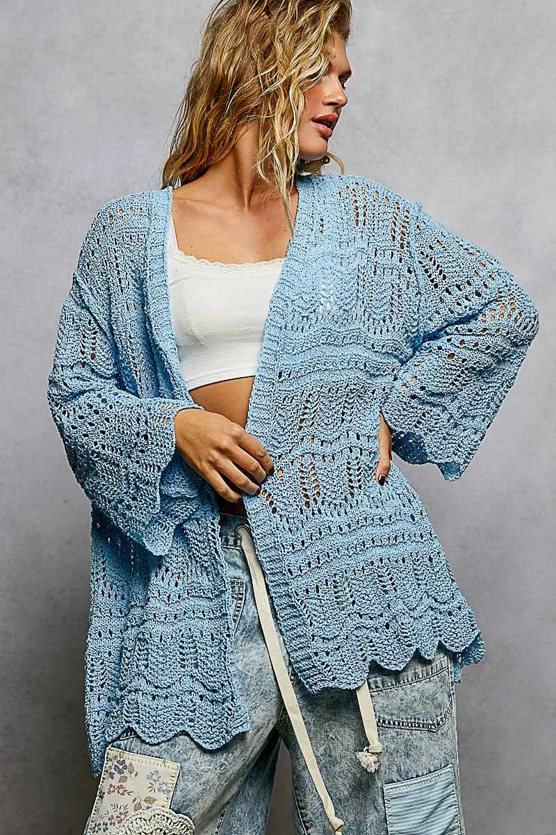 POL Openwork Lightweight Open Front Cardigan with Scalloped Edge b06ce7cc-29cd-492c-8691-b7d99da4dab7-Max-Origin