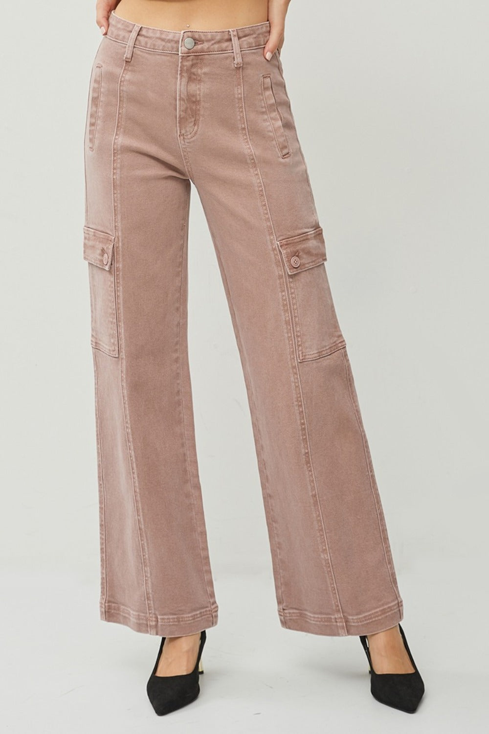 RISEN Full Size High Rise Wide Leg Cargo Jeans RISEN Full Size High Rise Wide Leg Cargo Jeans