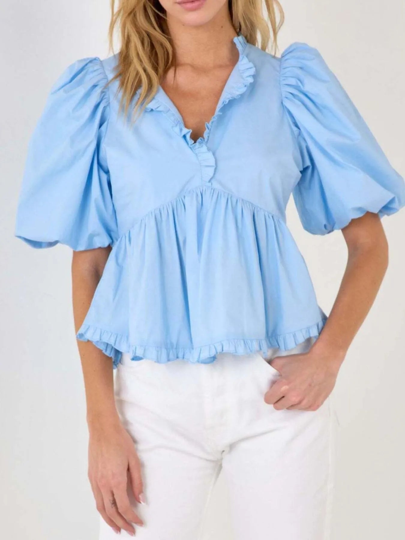 Puff Sleeve Peplum Blouse b08155c2-9815-449d-bf53-2ae26ca13d39-Max-Origin