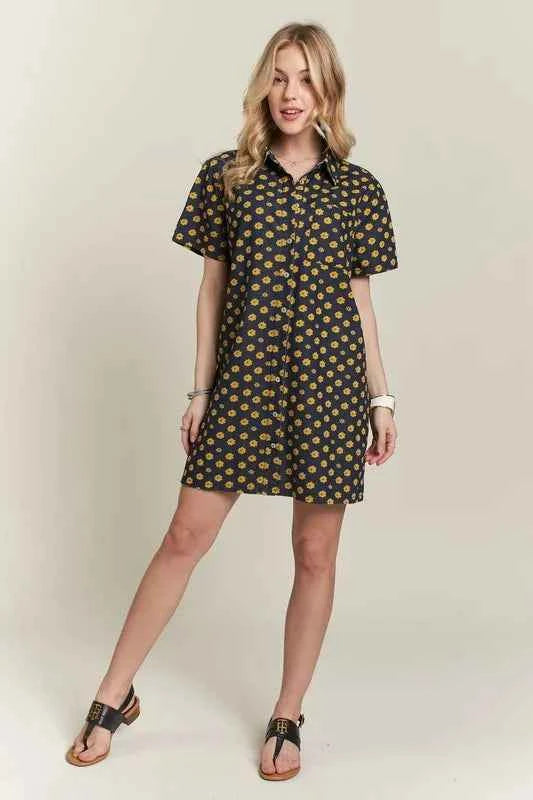ADORA Floral Button-Up Mini Denim Dress ADORA Floral Button-Up Mini Denim Dress
