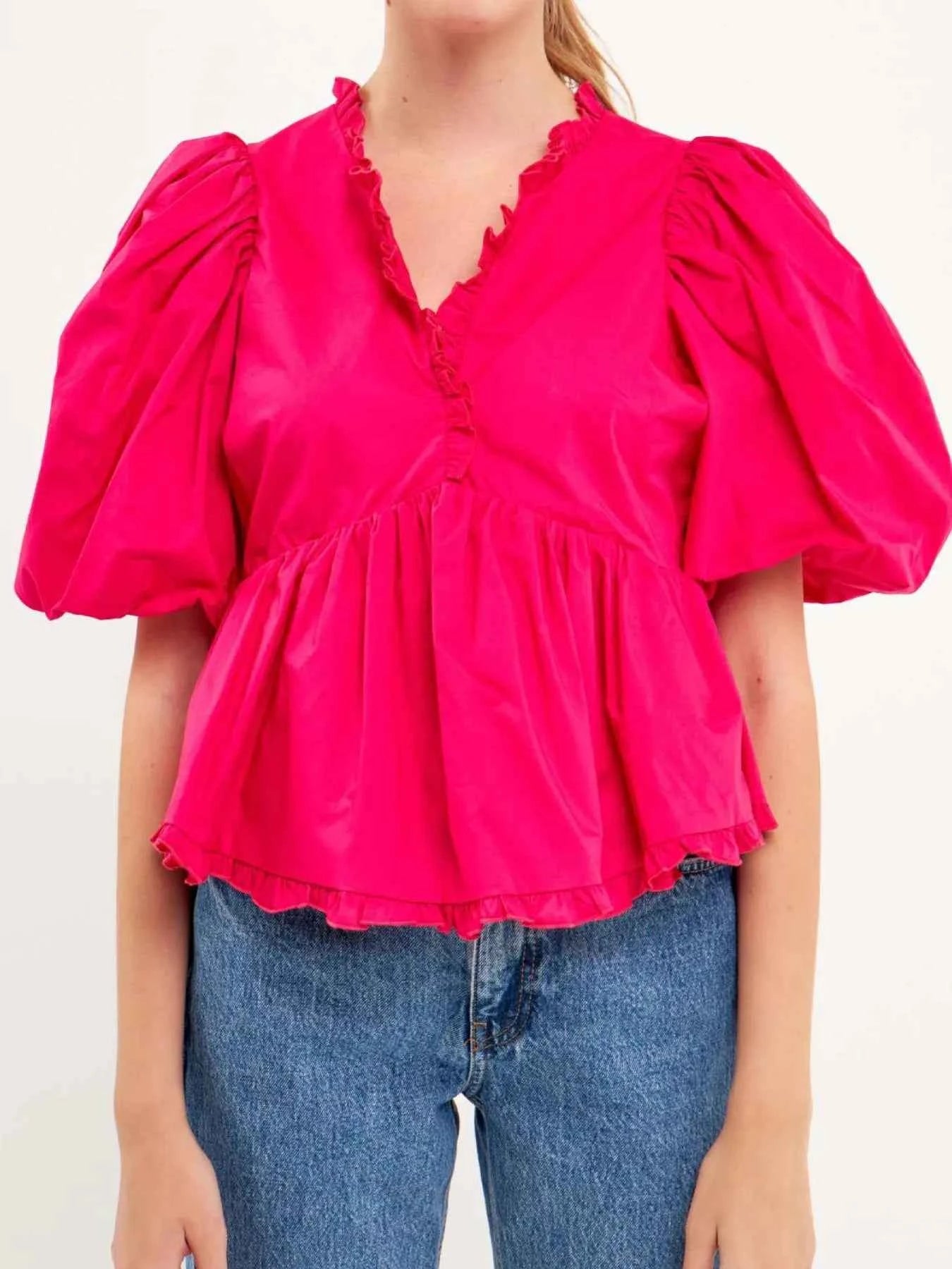 Puff Sleeve Peplum Blouse Puff Sleeve Peplum Blouse