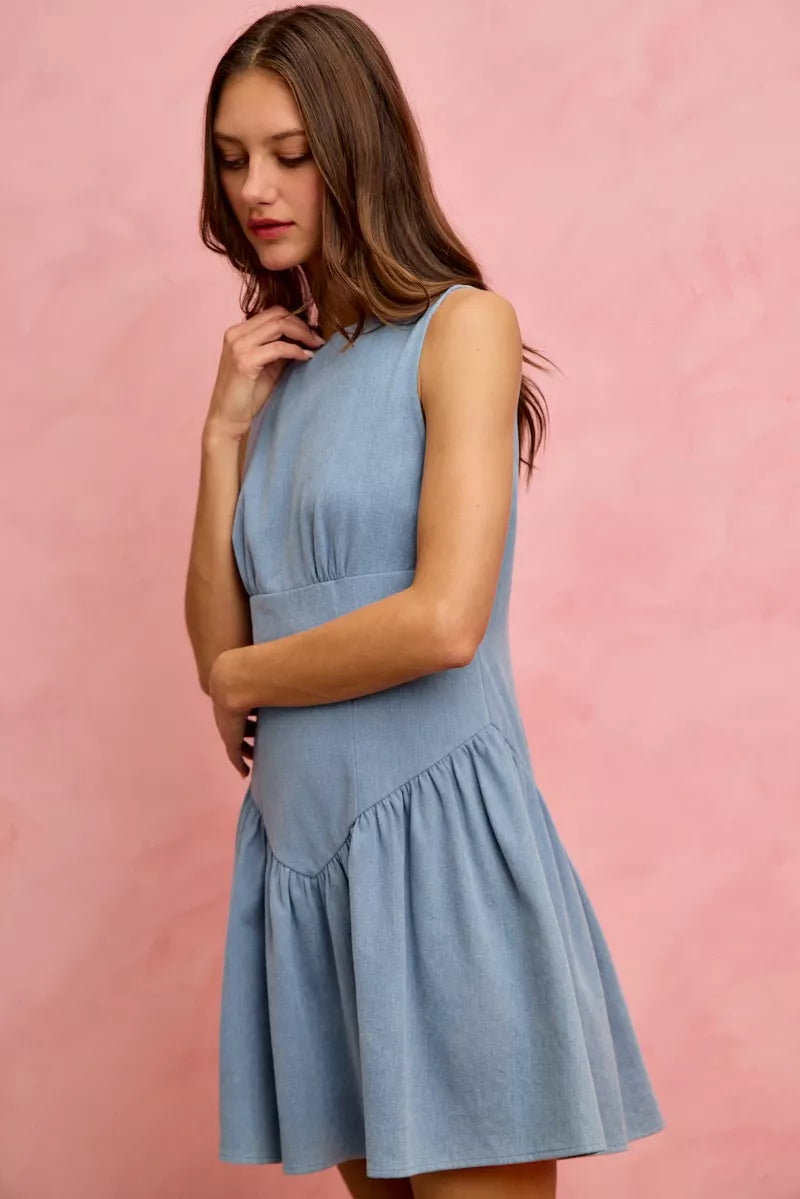 SO ME Fit And Flare Sleeveless Denim Mini Dress b1d7a23b643c40a9b0c420465b43bb0e-Max-Origin