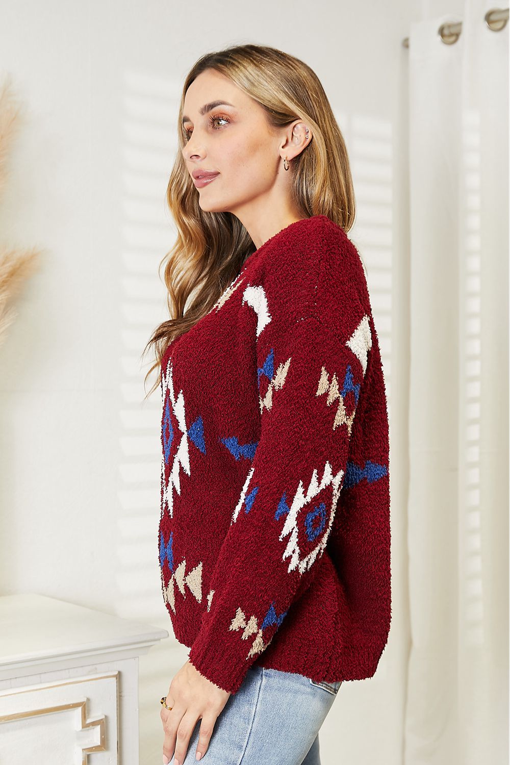 HEYSON Full Size Aztec Soft Fuzzy Sweater HEYSON Full Size Aztec Soft Fuzzy Sweater - TopFashionHQ