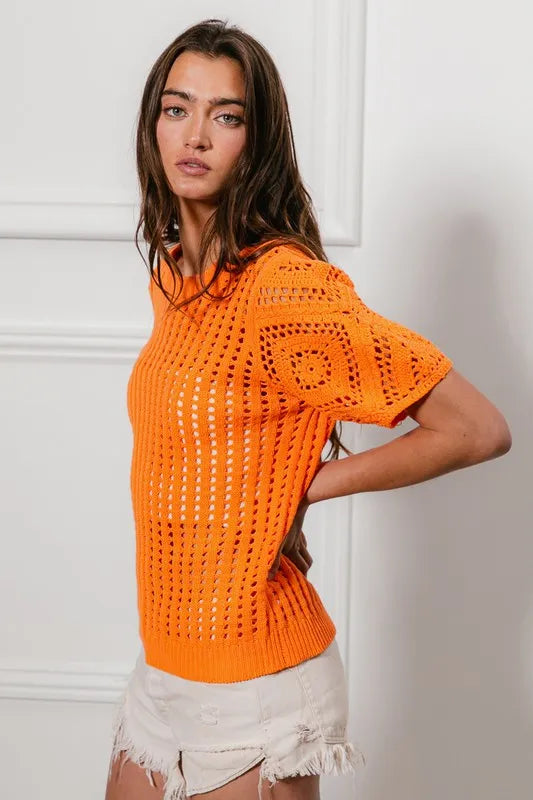 BiBi Crochet Knit Cover Up With Puff Sleeves b2a31aa9-9dee-4996-84d4-5d72883e2e04-Max-Origin